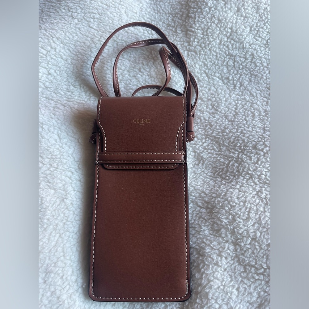 Celine Chestnut Sunglass Case Crossbody